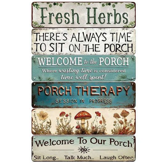 Welcome To Our Porch Metal Tin Sign Outdoor Farmhouse Decor