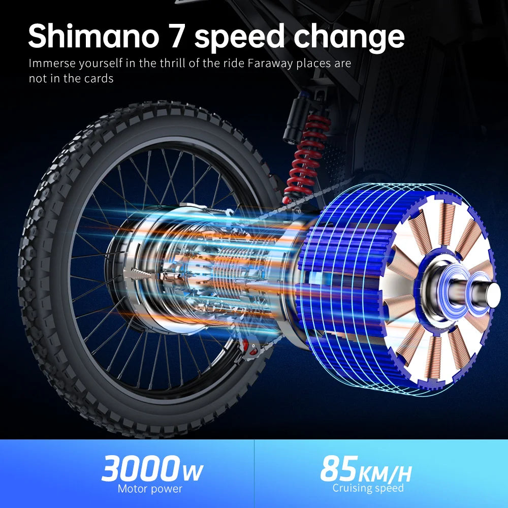 EKX X21 Max Electric Offroad Ebike 3000W 60V 30Ah 85Kmh
