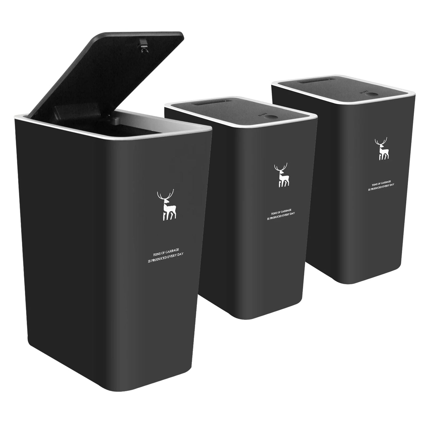 Trash Can With Lid 3 Pack 4 Gallons Press Top Dog Proof Bin
