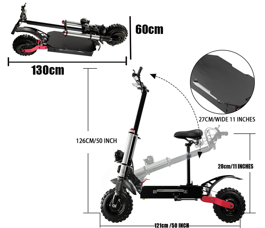 Dual Motor Electric Scooter For Adults Foldable 72V 85 KmH