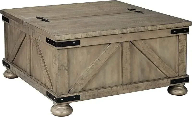 Farmhouse Coffee Table Lift Top Storage Grayish Brown