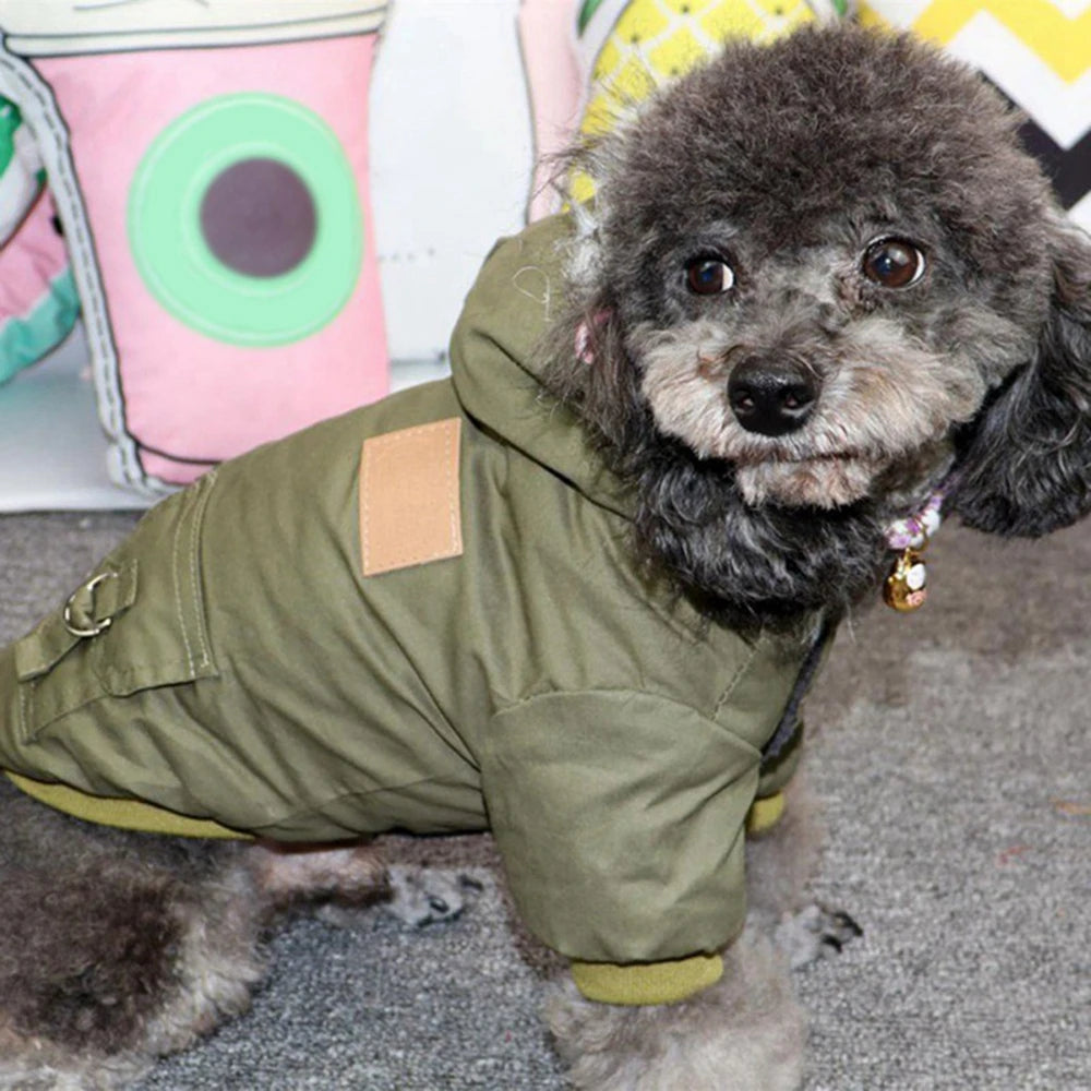 Dog Jacket With Harness Winter Coat Heavy Warm Hoodie Vest Windproof Outdoor
