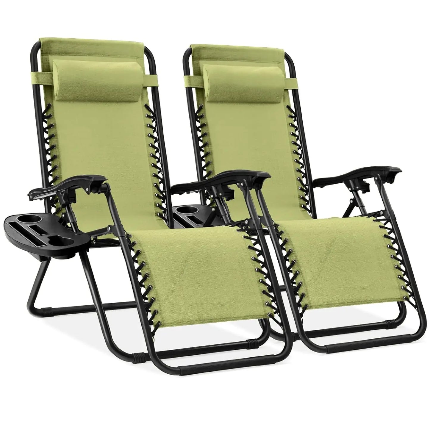 Set Of 2 Adjustable Zero Gravity Lounge Chairs Sage Green