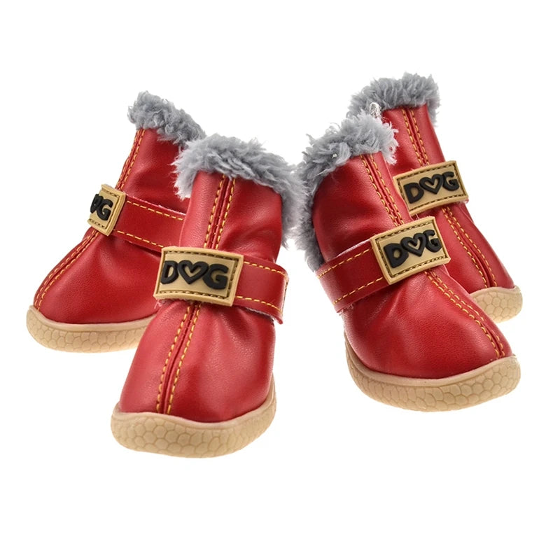 4 Pcs Set Keep Warm Snow Shoes for Small Dogs Non Slip Boots Winter