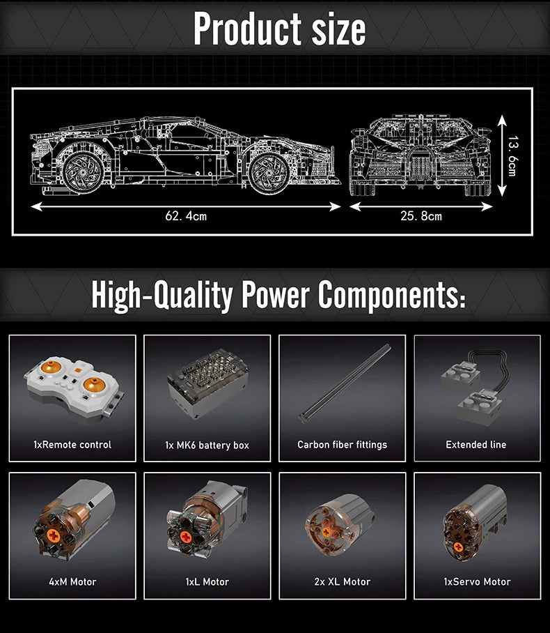 Mould King 13163 La Voiture Noire Building Block Sport Car Set