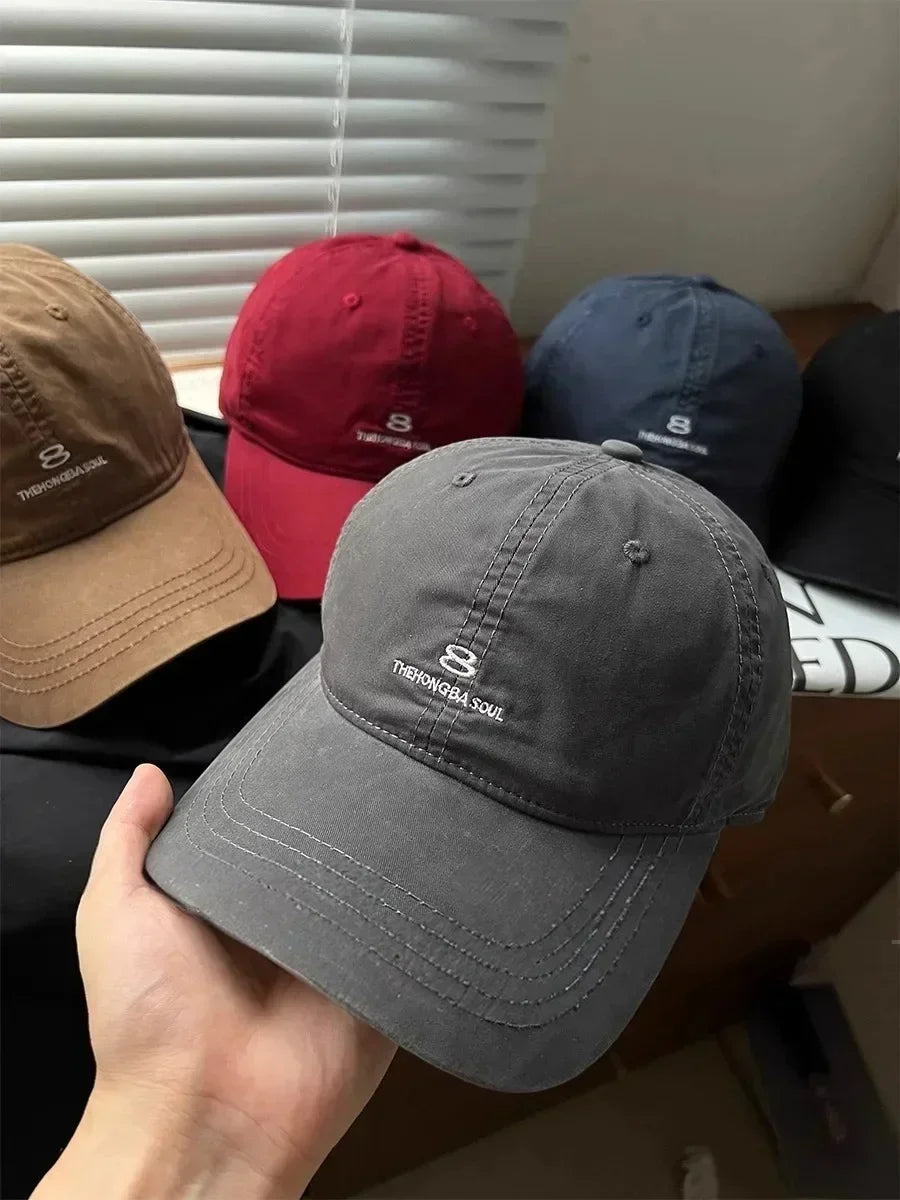 American Street Style Letter Embroidered Baseball Cap Unisex Washed Cotton Hat