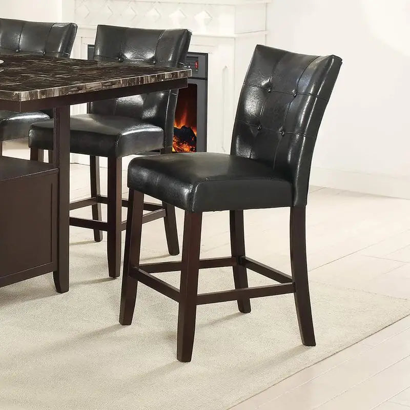 6 Piece Counter Height Dining Set With Faux Marble Table And Storage
