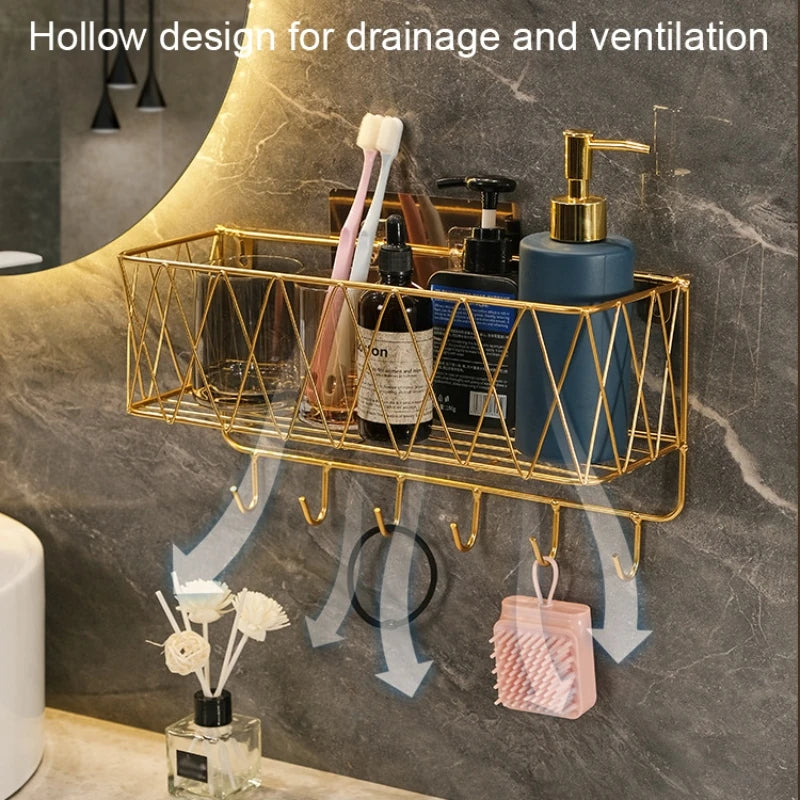 Metal Wall Mounted Basket Organizer Large Capacity Bathroom