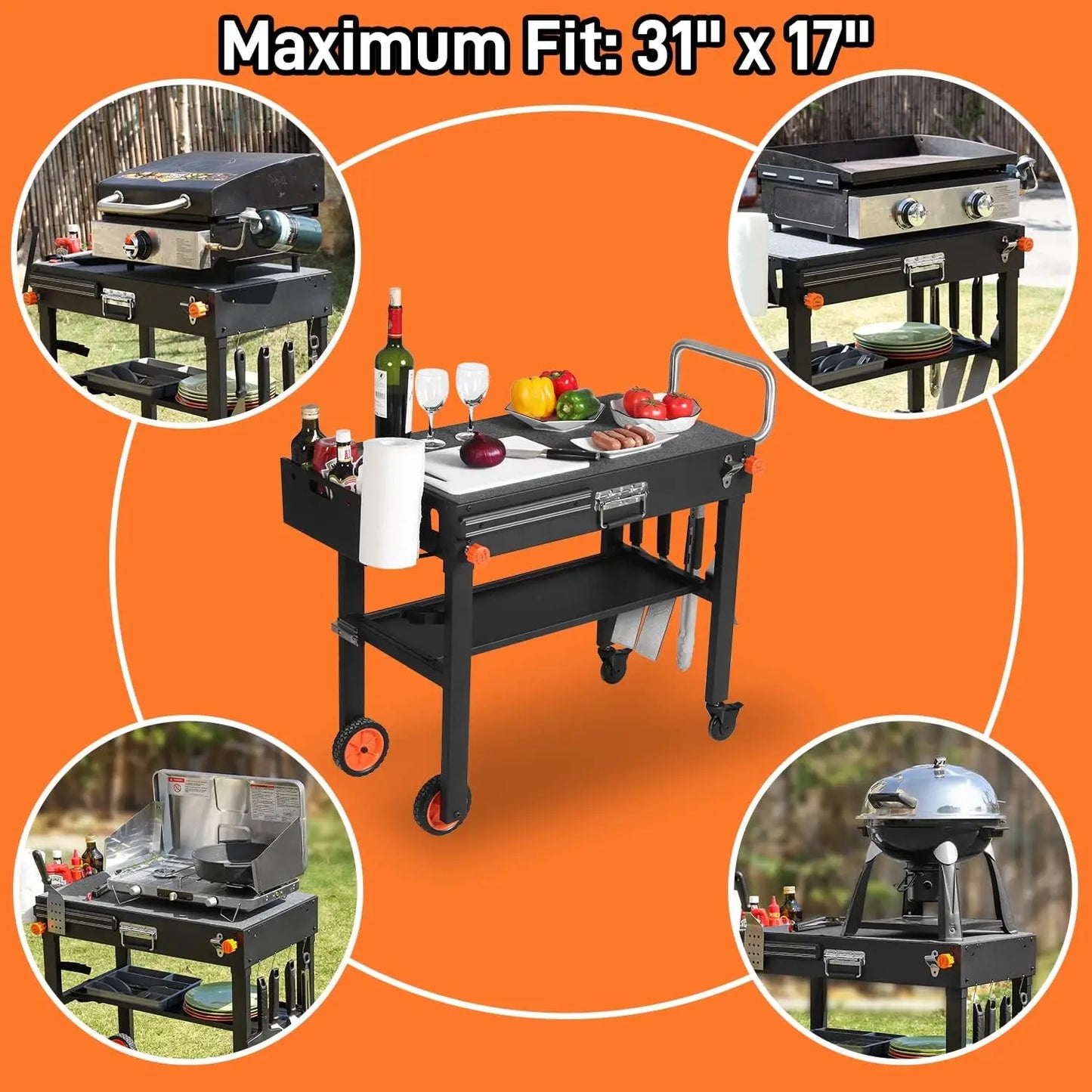 Grill Table For Blackstone Griddle Fits 17 And 22 Portable Foldable With Caddy