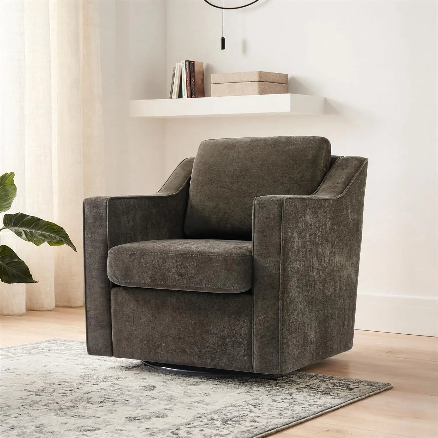 Two Seat Round Barrel Arm Chair Textile With Metal Frame And Adjustable Height