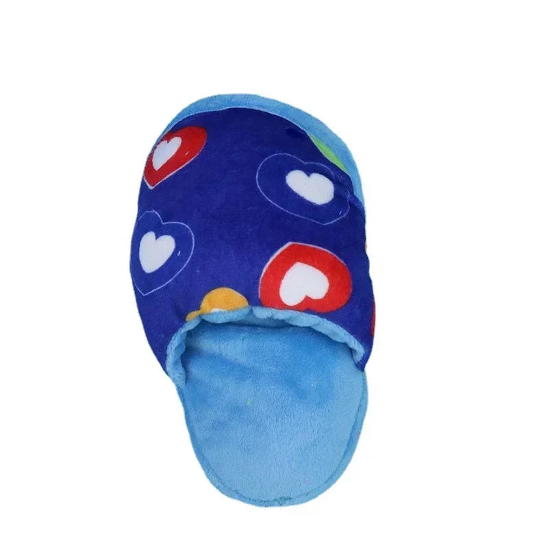 Interactive Plush Flip Flop Chew Toy Squeaker Small Dogs