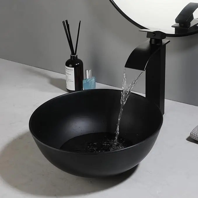 KEMAIDI Modern Vessel Sink Basin Above Counter With Faucet