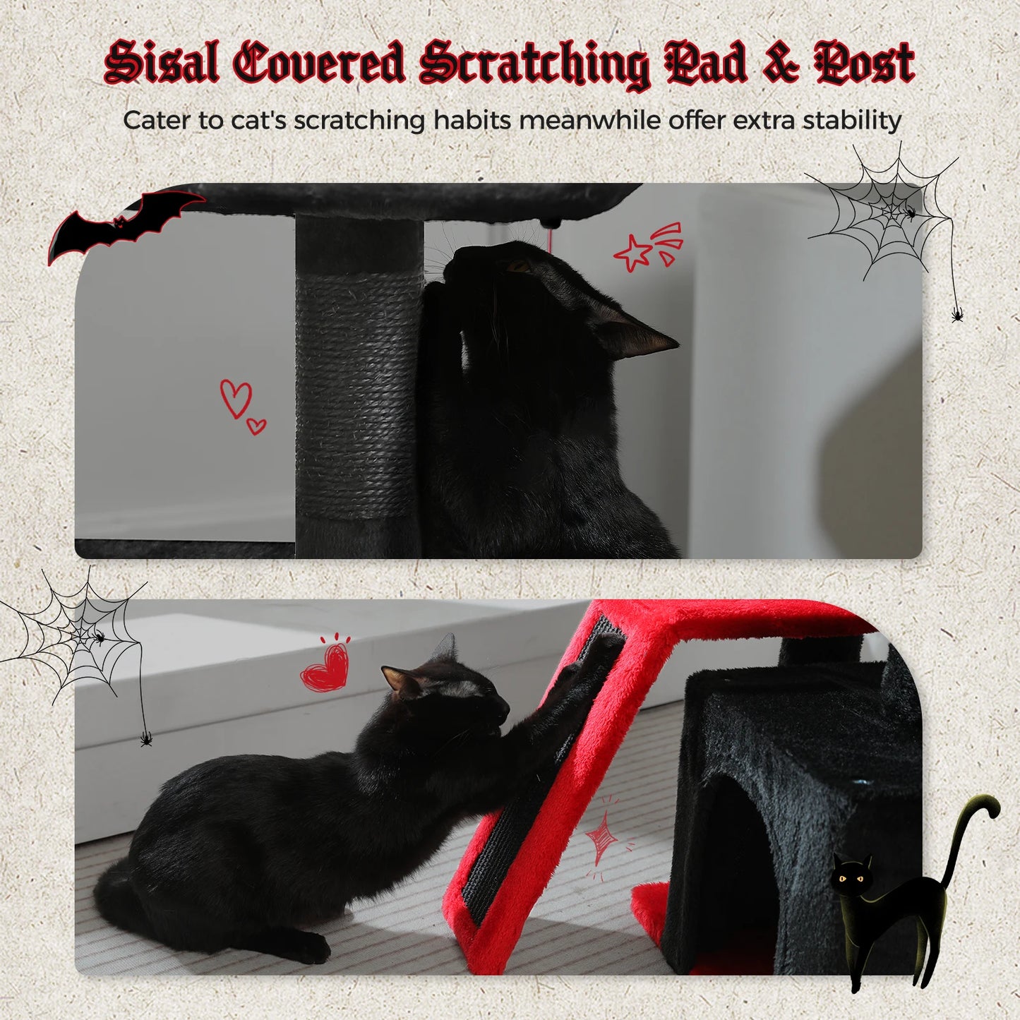 Grey Cat Tree Tower For Indoor Cats Two Styles With Hammock