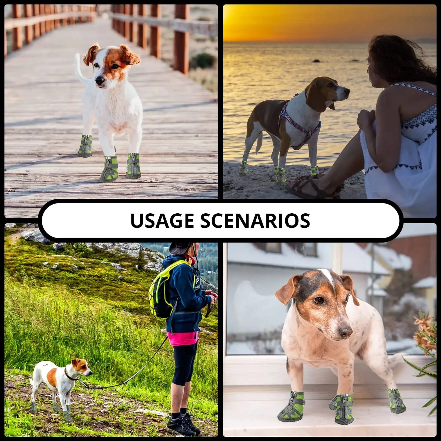 Waterproof Summer Dog Shoes 4 Pack Anti Slip Rain Booties For Small Pets