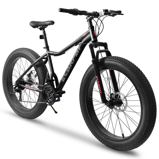 Ecarpat 26 Inch Fat Tire Mountain Bike With 21 Speed Steel Frame Disc Brake