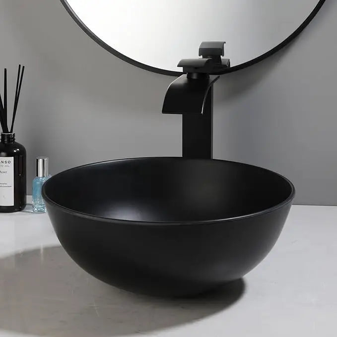 KEMAIDI Modern Vessel Sink Basin Above Counter With Faucet