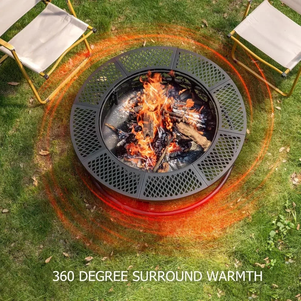 36 Inch Fire Pit With Grill And Lid Outdoor 3 In 1 Unit
