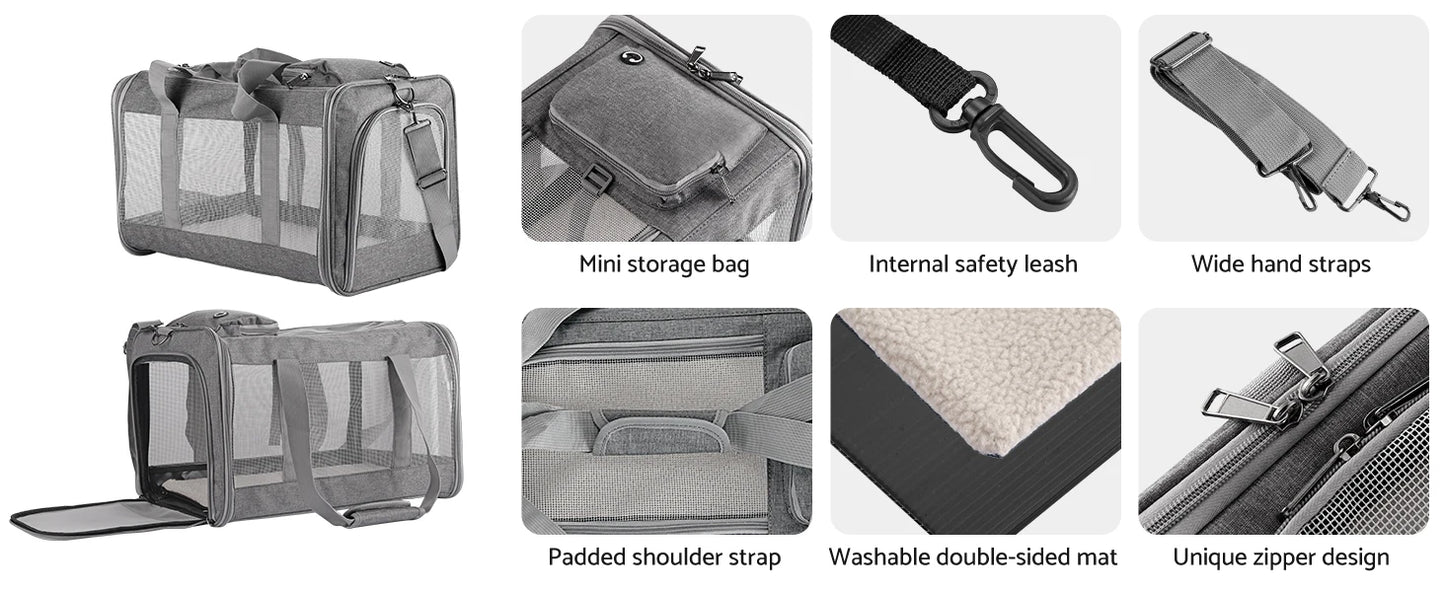 Airline Approved Pet Carrier For Cats And Dogs Soft Travel Bag Breathable Board
