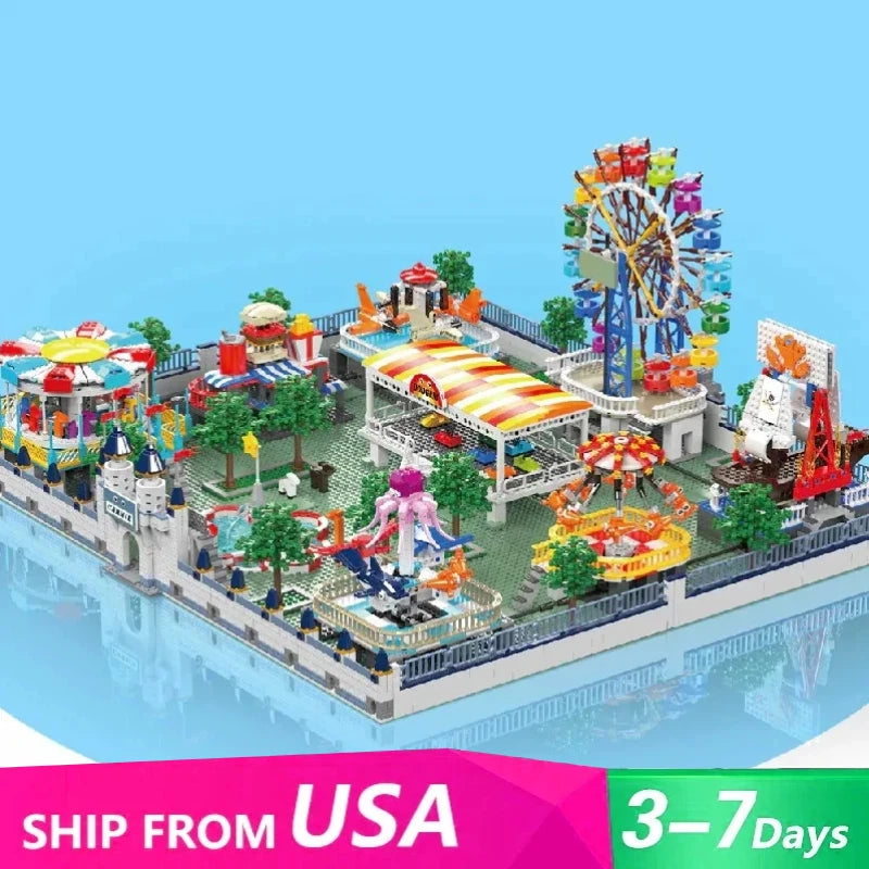 5220 Pieces Amusement Park Building Blocks Ferris Wheel Carousel Modular Set