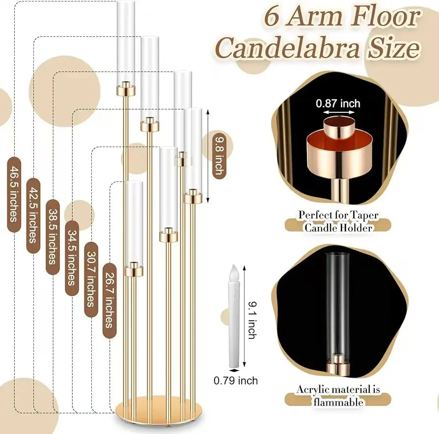 46 Inch Tall Floor Candlestick Holder With 24 LED Candles