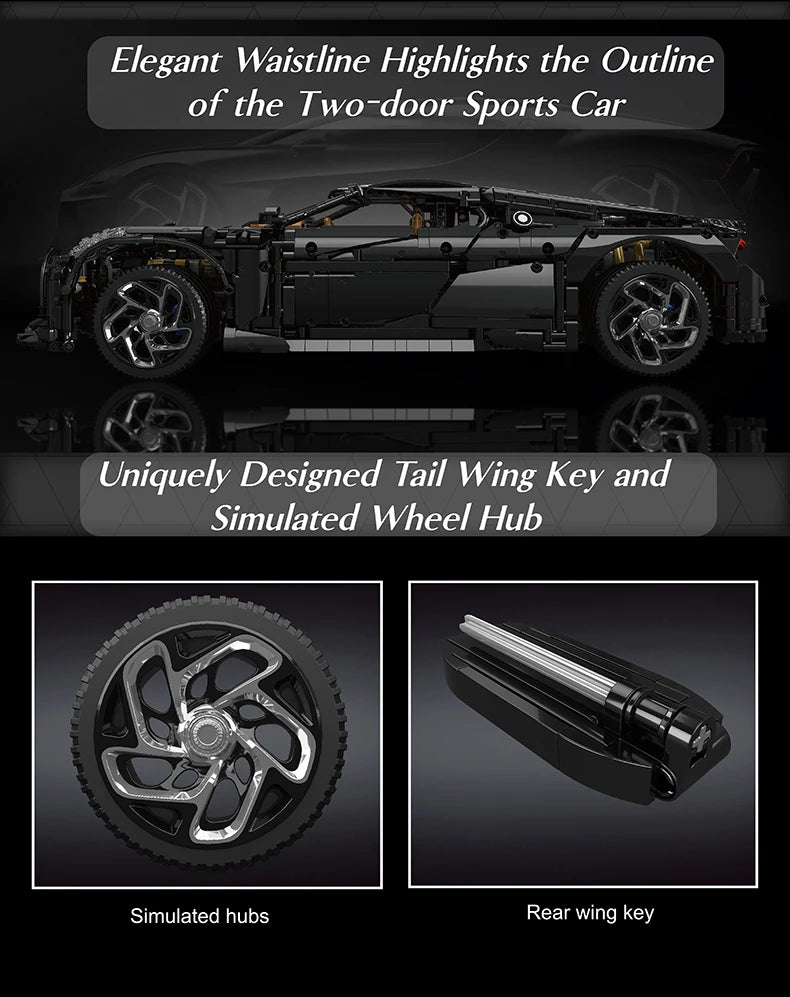 Mould King 13163 La Voiture Noire Building Block Sport Car Set