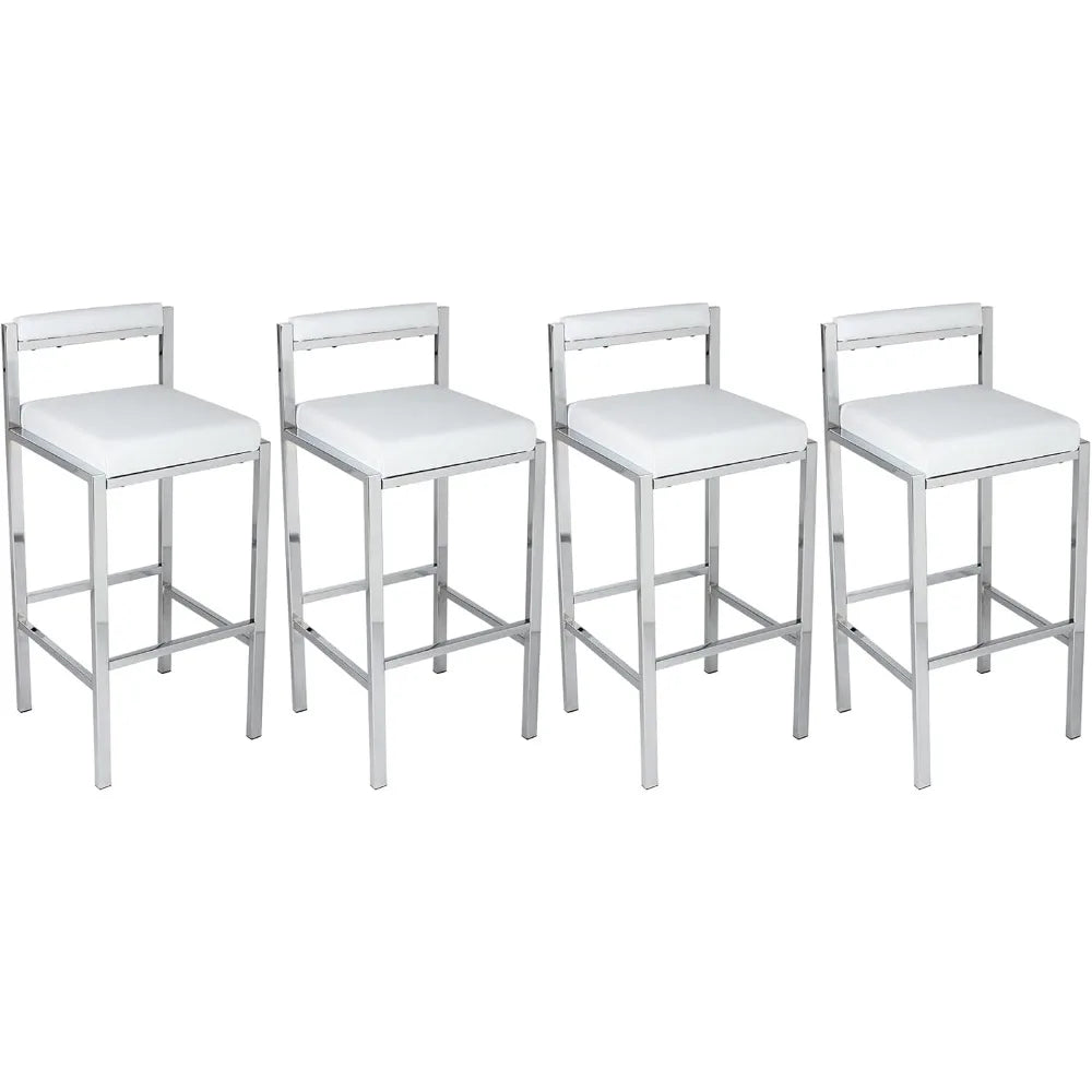 30 Inch Bar Height Stools Set Of 4 With Backs PU Leather