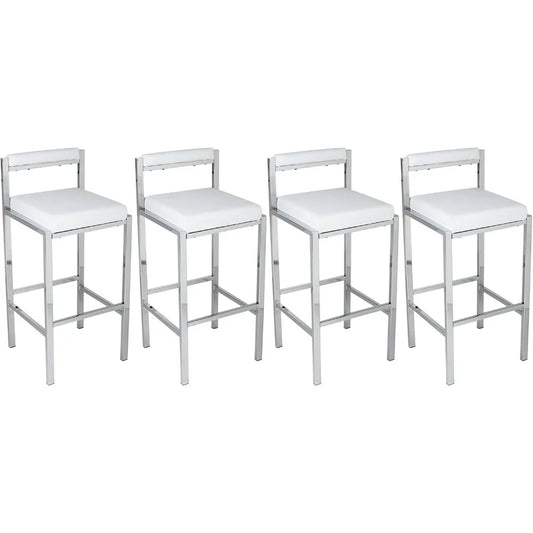 30 Inch Bar Height Stools Set Of 4 With Backs PU Leather
