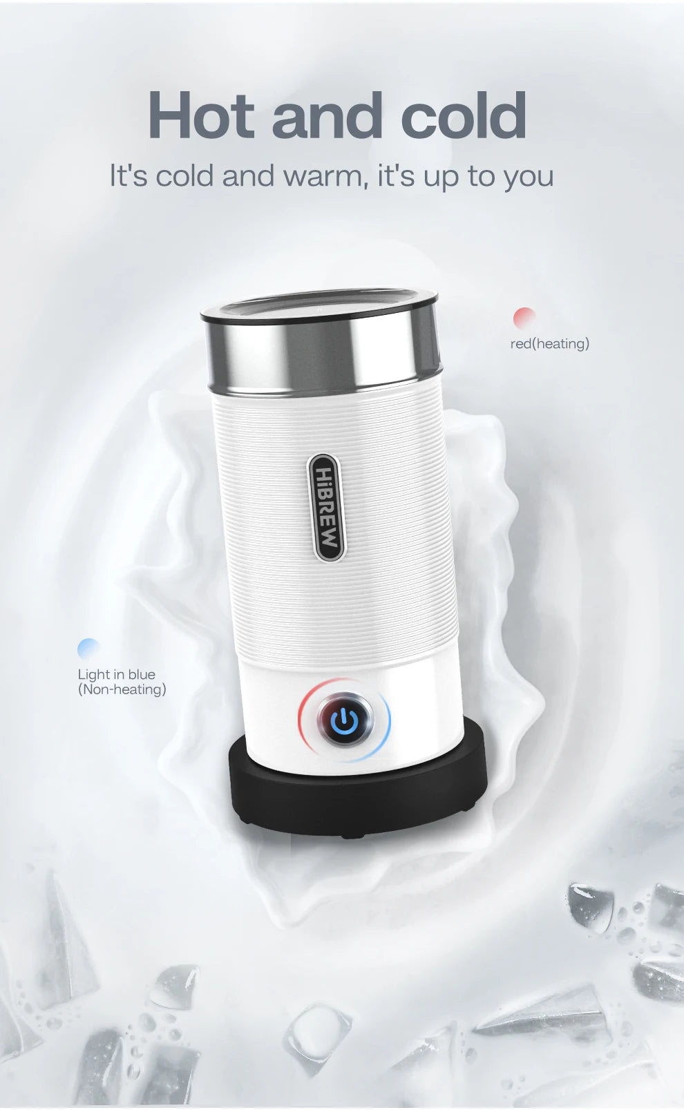 HiBREW Electric Milk Frother Foaming Mixer for Hot and Cold Latte Cappuccino Fully Automatic Milk Warmer Model M1A
