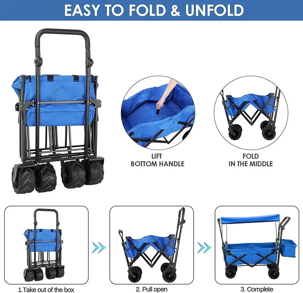 262L Collapsible Garden Cart With Removable Canopy 115Kg