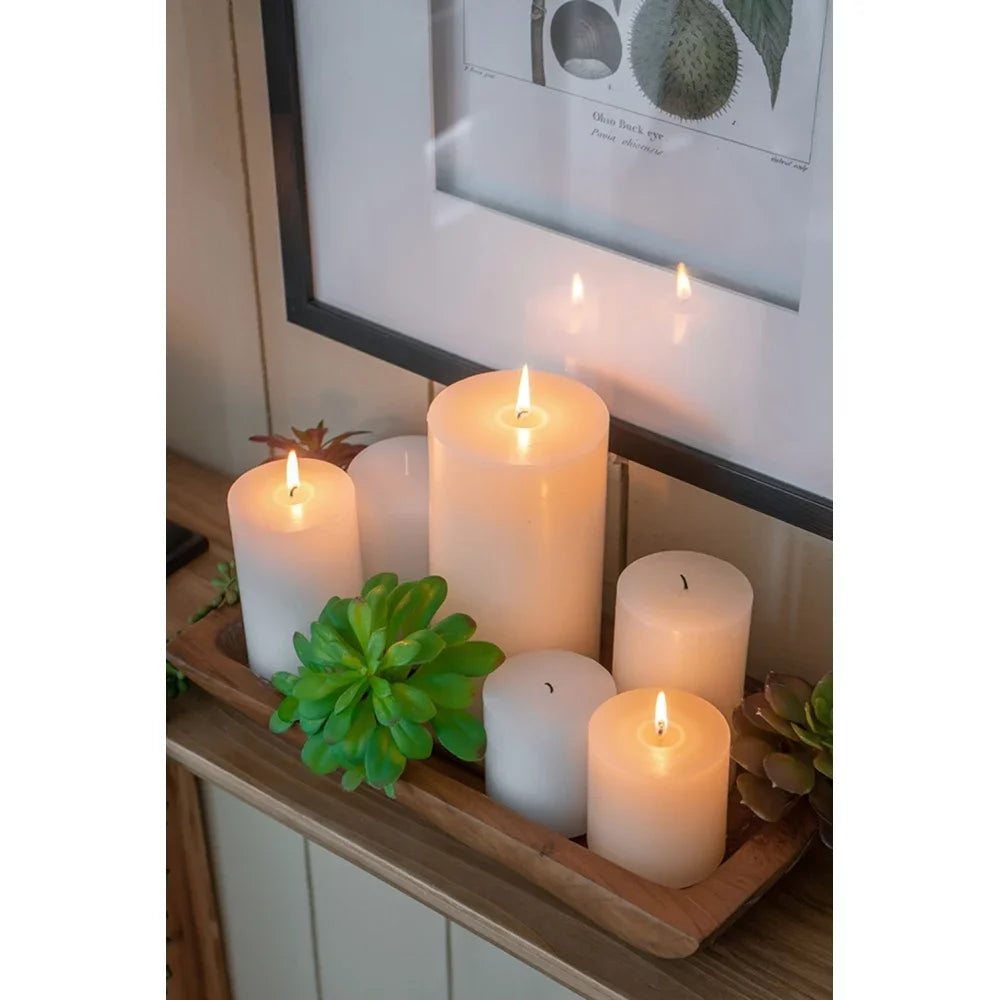 Ivory Soy Wax Pillar Candles 2 Pack Odorless For Weddings