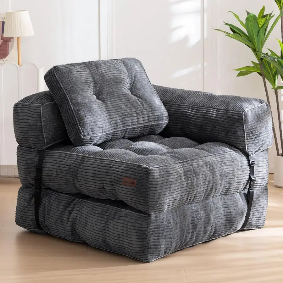 Folding Sofa Bed L Shaped Convertible With Armrest Pillow Portable Customized
