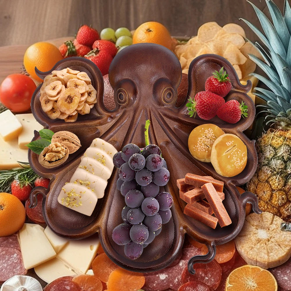 Octopus Charcuterie Platter Wood Serving Tray For Home Use