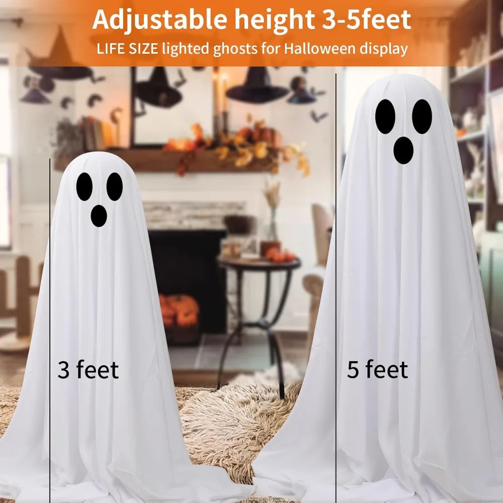 Outdoor Halloween Decorations 2 Pack White Cloth Ghosts LED