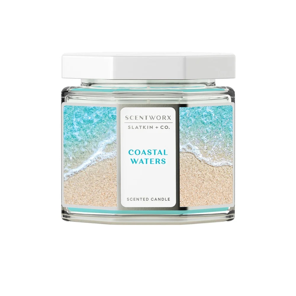 Coastal Waters Scented 3 Wick Jar Container Candle Relaxing