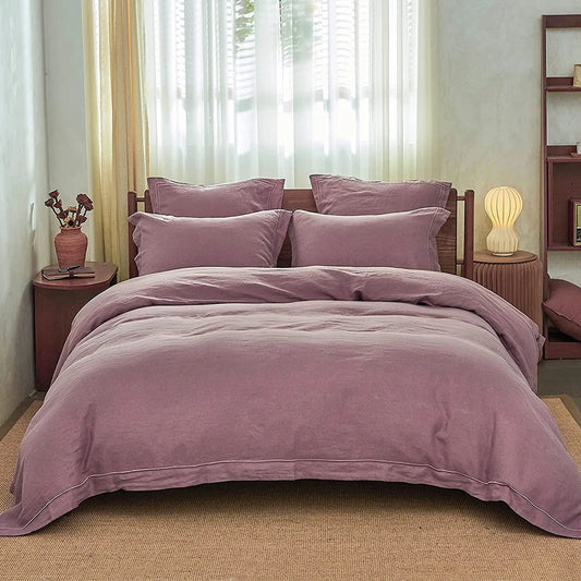 Simple Opulence Linen Bedding Set 3 Piece Boho Washed Queen