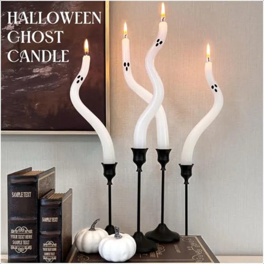 Halloween Ghost Taper Candles 4 Pack Centerpiece Decor