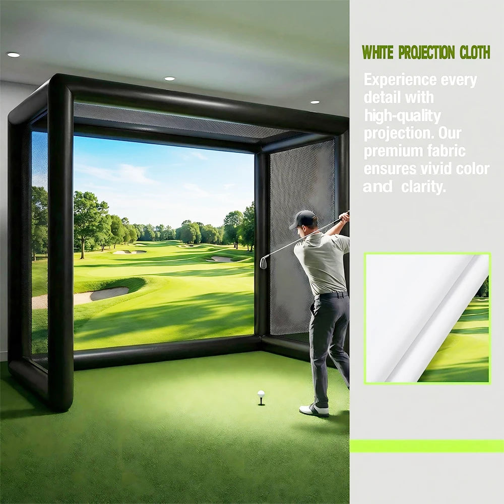 Portable Inflatable Golf Simulator Enclosure With Projection Screen