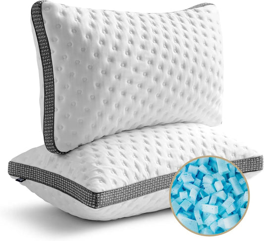 BedStory Cooling Pillows Queen Size Set of 2 Gel Memory Foam Pillows Medium Firm Pillows for Sleeping CertiPUR-US Certified