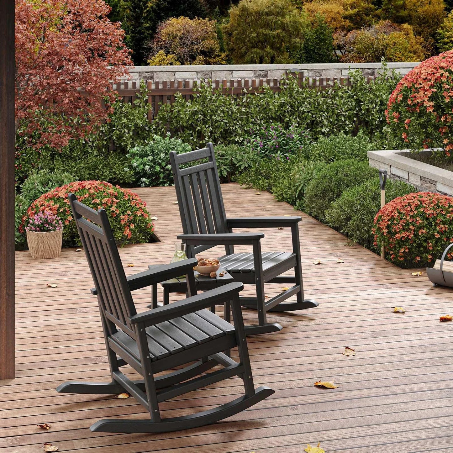 Two Piece Outdoor Poly Lumber Rocking Chair Set With Side Table All Weather