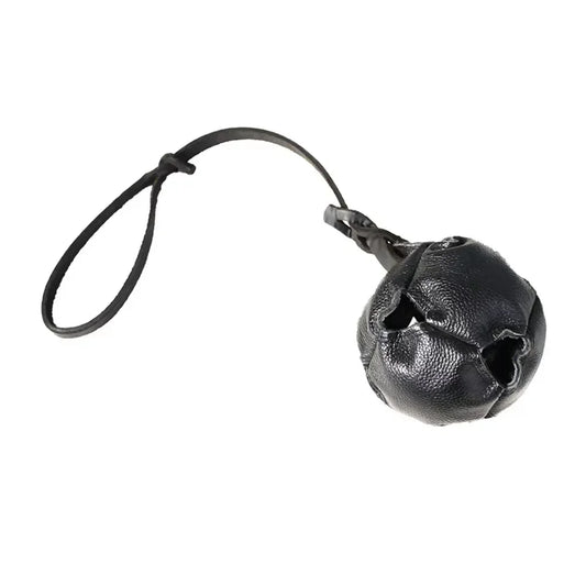 Leather Dog Training Ball Toy With Handle For Fetch And Tug