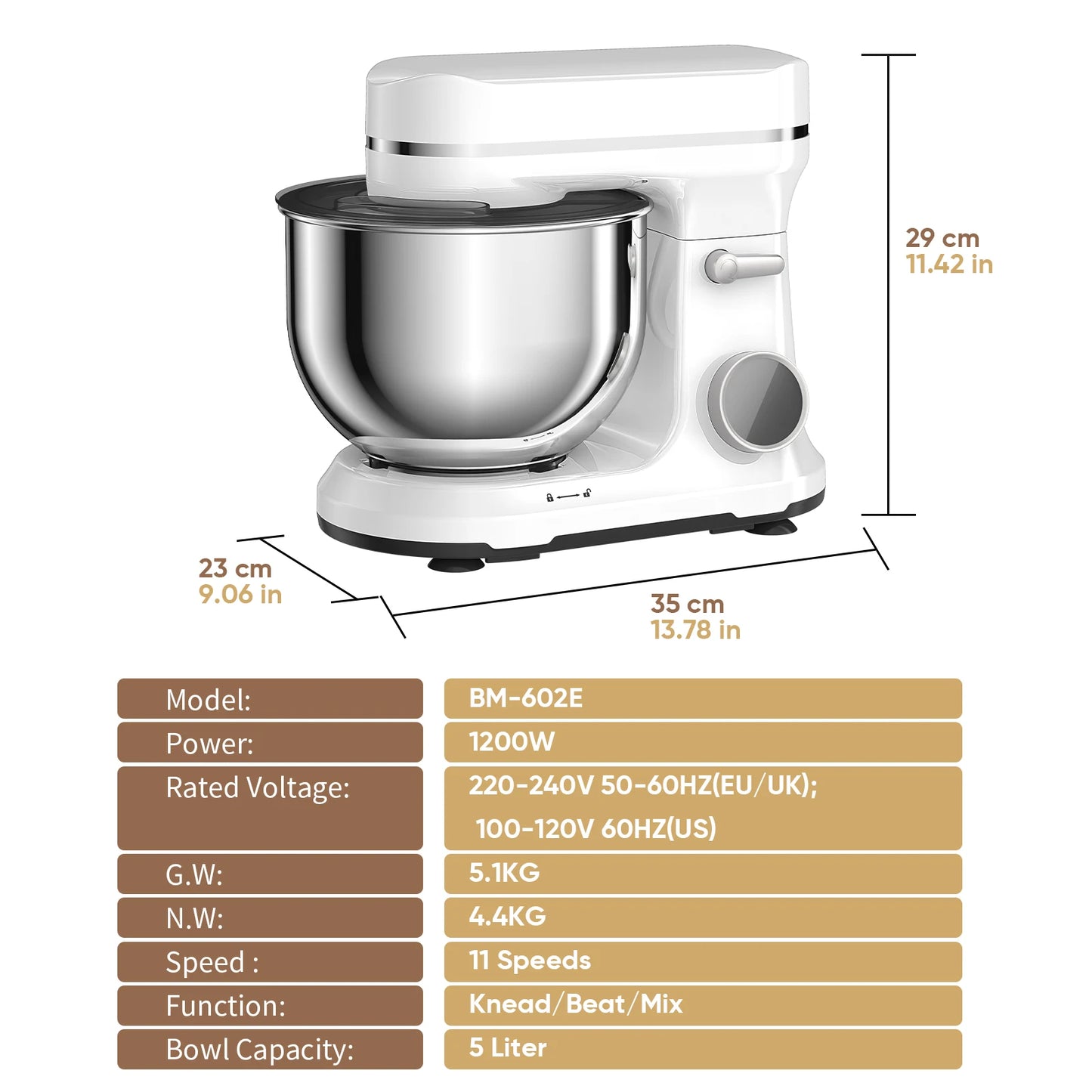 BioloMix Kitchen Food Stand Mixer 1200W 11 Speeds DC Motor Digital OLED Screen Electric Food Mixer with Dough Hook and Whisk