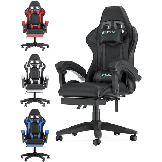 Gaming Chair With Footrest Ergonomic Lumbar Cushion Headrest