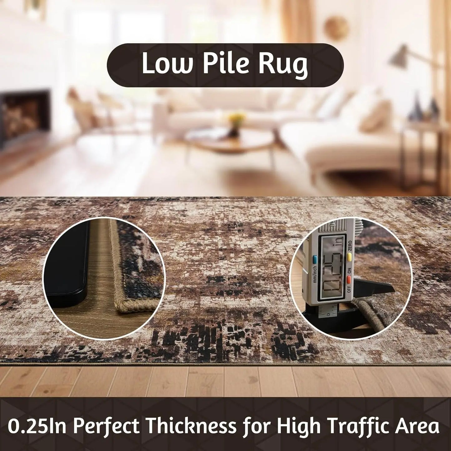 Living Room Area Rugs Soft Large Modern Abstract Boho Vintage Machine Washable Non Slip Carpet Low Pile Rug