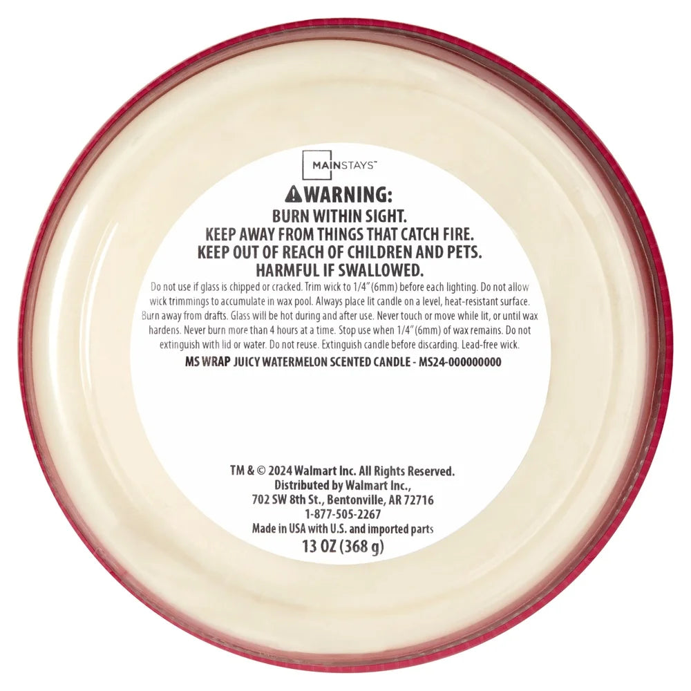 Juicy Watermelon Scented Candle Three Wick 14 Oz Jar