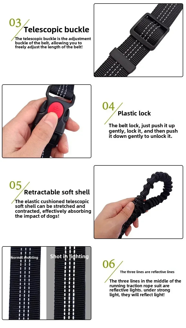 Hands Free Dog Leash For Walking Running Adjustable Belt