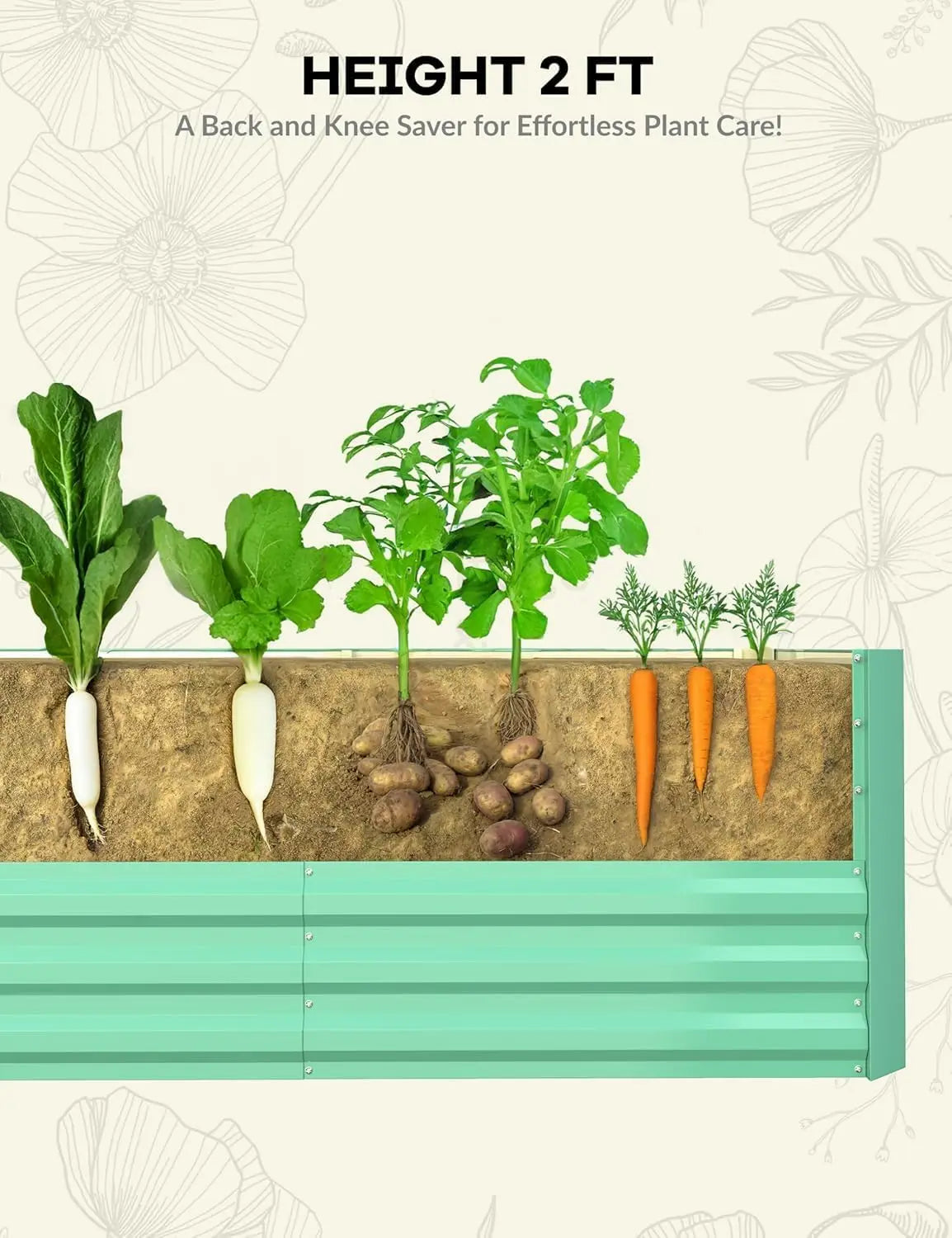 Galvanized Raised Garden Bed Kit 6x3x2 Ft And 8x4x2 Ft For Vegetables