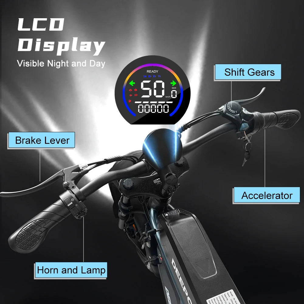 1000W 48V 60AH Adult Electric Mountain Bike 20 Inch Fat Tire Off Road Bicycle Max Speed 55KMH