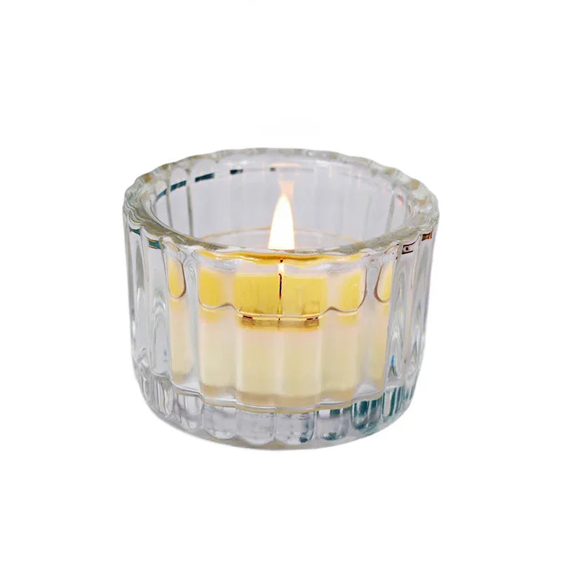 Glass Tealight Candle Holder 2 Pcs Clear Mini Centerpiece