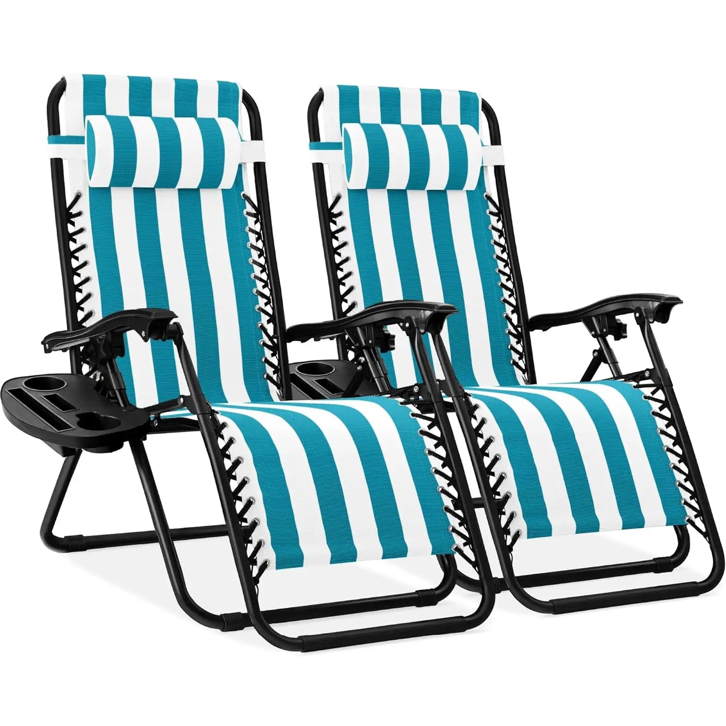 Set Of 2 Adjustable Zero Gravity Lounge Chairs Sage Green