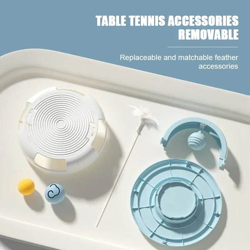 Gravity Table Tennis Cat Toy With Catnip Ball Turntable